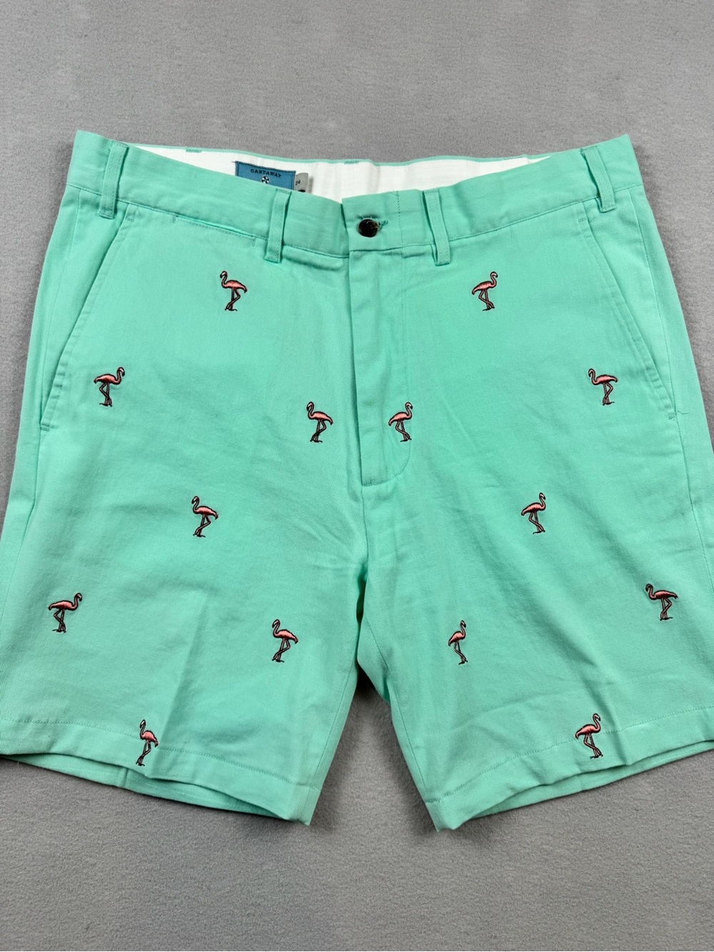 Castaway Nantucket Island Shorts Mint Pink Mens 34 Embroidered Flamingo Preppy
